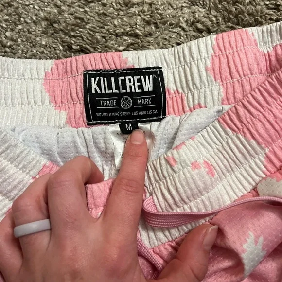 Kill Crew Women's Athletic Shorts in Pink and White - Picture 3 of 4